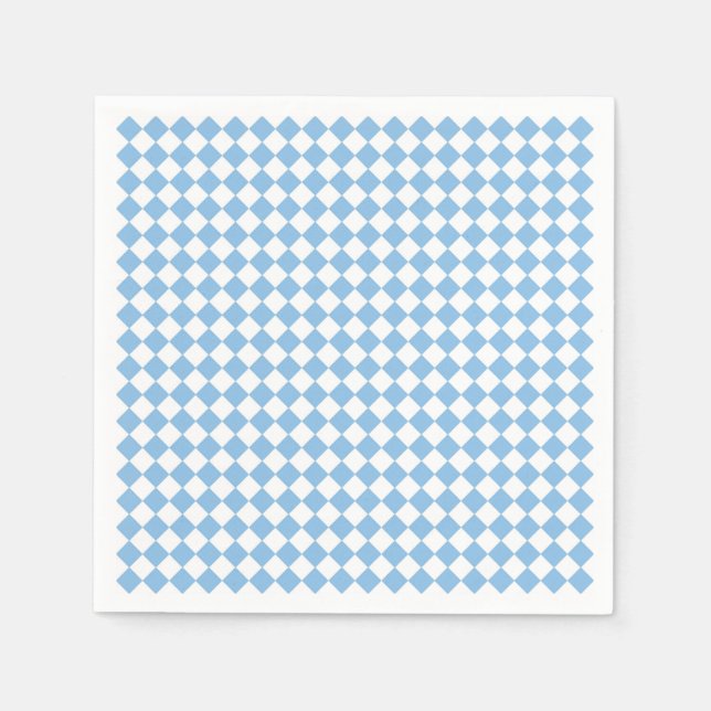 Serviette En Papier Motif diamant de damier bleu et blanc (Devant)