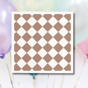 Serviette En Papier Motif diamant en blanc et Mocha Mousse