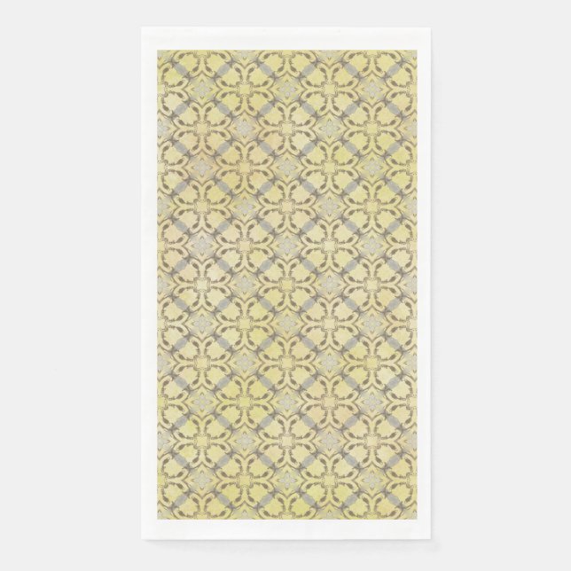 Serviette En Papier Motif diamant grisé et jaune (Devant)