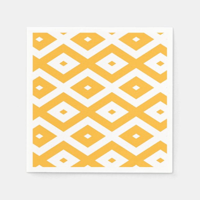 Serviette En Papier Motif diamant jaune et blanc soleil (Devant)