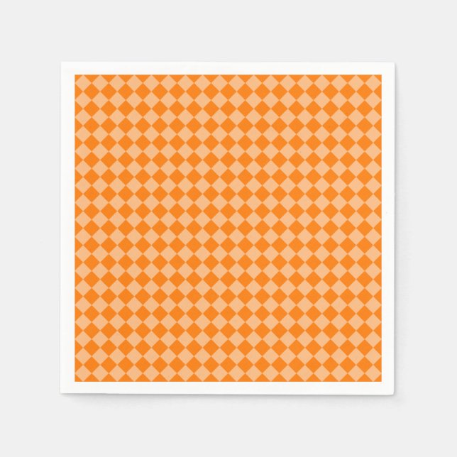 Serviette En Papier Motif diamant Orange Checker (Devant)