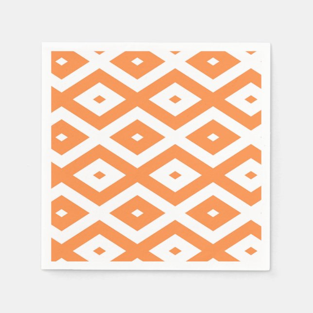 Serviette En Papier Motif diamant orange et blanc (Devant)