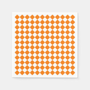 Serviette En Papier Motif diamant Orange White Checker