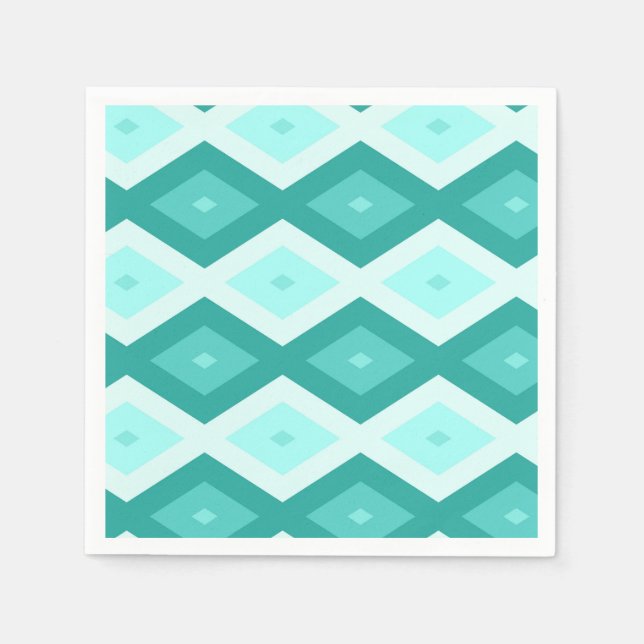 Serviette En Papier Motif diamant turquoise (Devant)