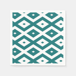 Serviette En Papier motif diamant turquoise et blanc