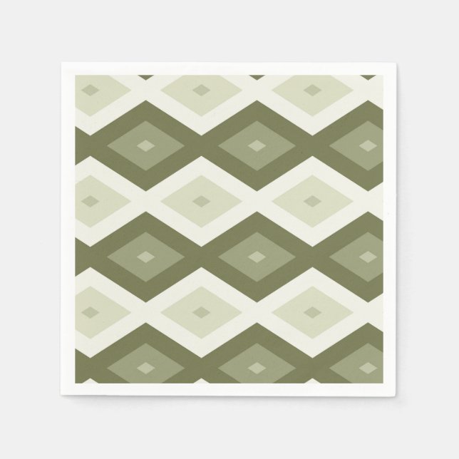 Serviette En Papier Motif diamant vert olive (Devant)