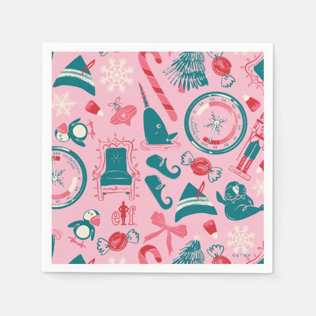 Serviette En Papier Motif d'icône encadrée Elf Holiday (Devant)