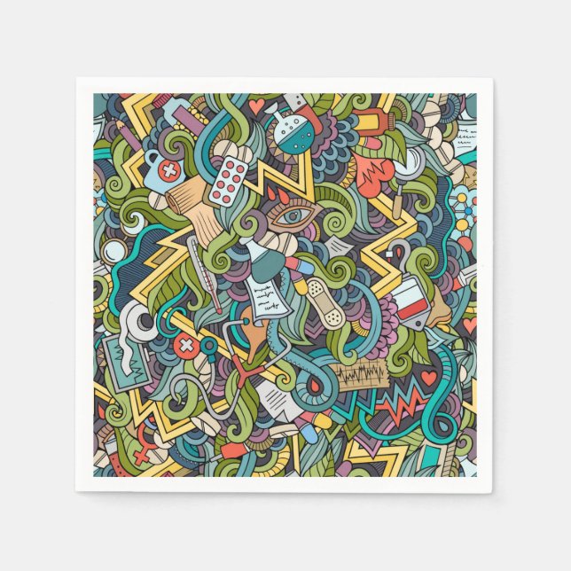 Serviette En Papier Motif d'icône Médicale d'art Abstrait (Devant)