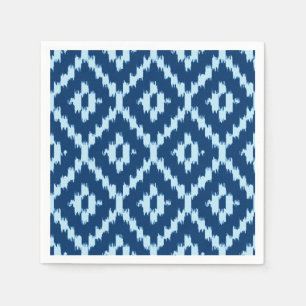 Serviette En Papier Motif d'Ikat - indigo et bleu glacier pâle