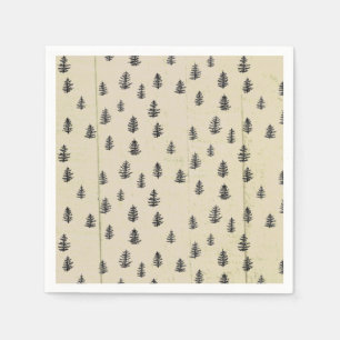 Serviette En Papier Motif d'illustration de la montagne de l'arbre rus