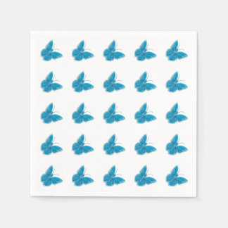 Serviette En Papier Motif d'illustration de papillons bleus
