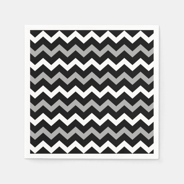 Serviette En Papier Motif d'impression noir blanc et gris (Devant)