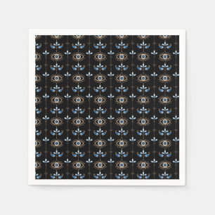 Serviette En Papier Motif d'oeil maléfique rétro bohème noir