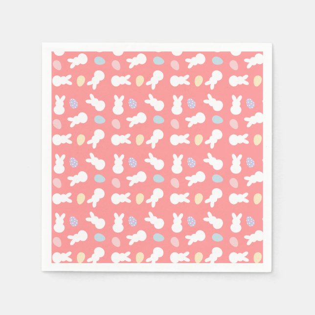 Serviette En Papier Motif d'oeufs décoré de lapin de Pâques (Devant)