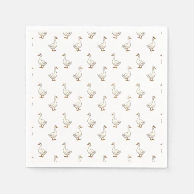 Serviette En Papier Motif d'oie blanche mignonne (Devant)