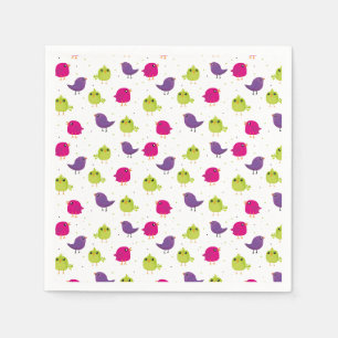 Serviette En Papier Motif d'oiseaux mignons colorés