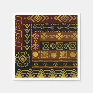 Serviette En Papier Motif d'or d'Afrique sur noir et brun
