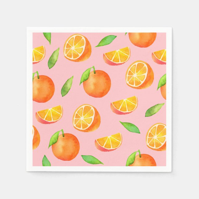 Serviette En Papier Motif d'oranges aquarelles (Devant)