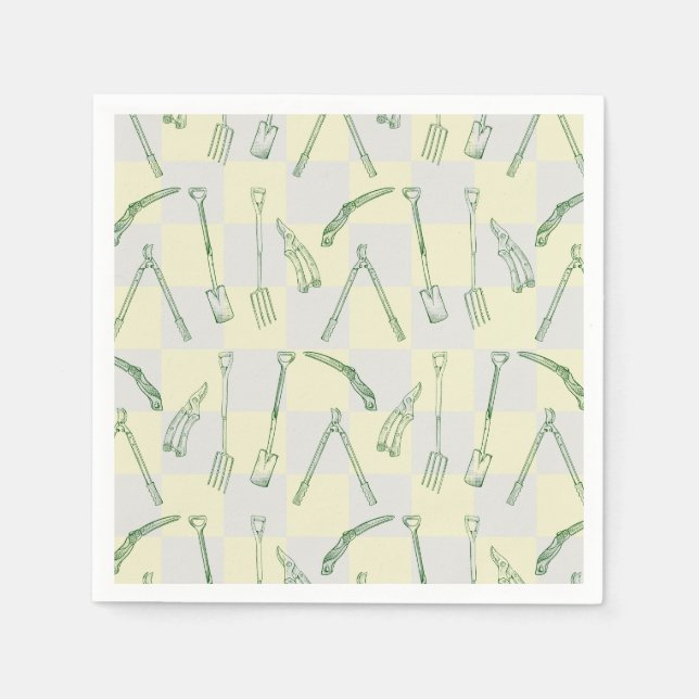Serviette En Papier Motif d'outils de jardinage (Devant)