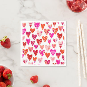 Serviette En Papier Motif du coeur rose rouge