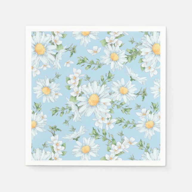 Serviette En Papier Motif du jardin fleuri Pastel Daisy (Devant)
