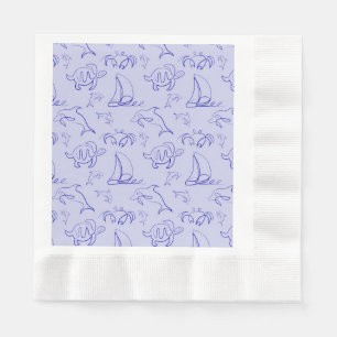 Serviette En Papier Motif d'une ligne d'animal marin et voilier