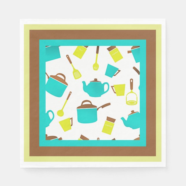 Serviette En Papier Motif d'ustensiles de cuisine (Devant)