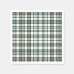 Serviette En Papier motif écossais vert à damiers clair