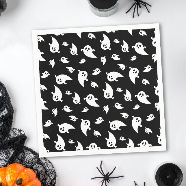 Serviette En Papier Motif éffrayant Fantôme Sur Halloween Décoré Noir (Créateur téléchargé)