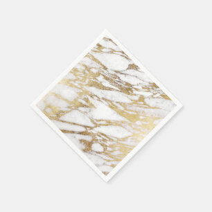 Serviette En Papier Motif élégant chic de marbre de blanc et d'or