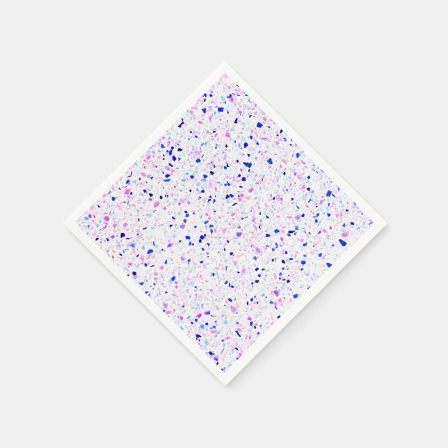 Serviette En Papier Motif élégant rétro terrazzo violet blanc (Coin)