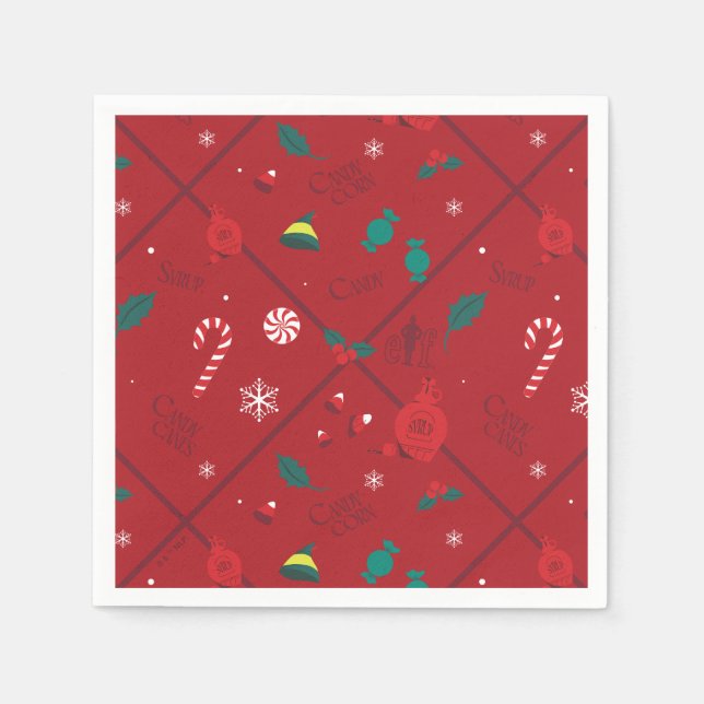 Serviette En Papier Motif Elf Candy Checker (Devant)