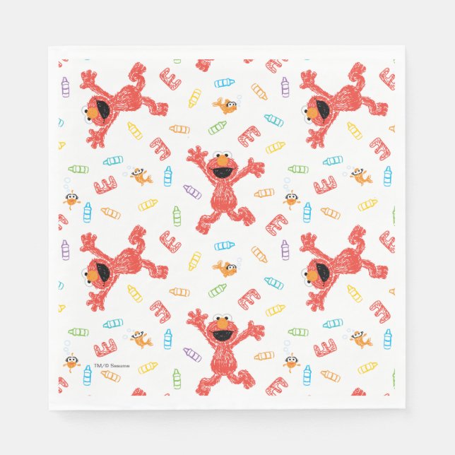 Serviette En Papier Motif Elmo Crayon (Devant)