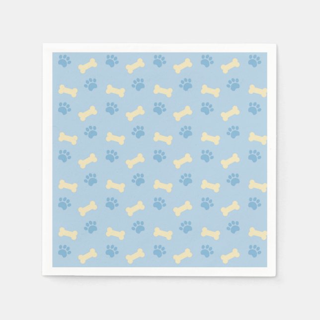 Serviette En Papier Motif Empreinte de patte bleu (Devant)