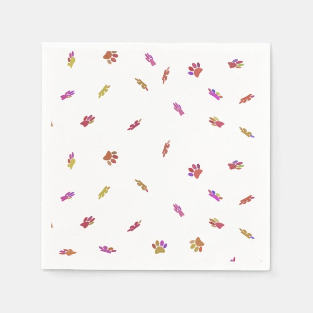 Serviette En Papier Motif Empreinte de patte Confetti Chien Personnali (Devant)