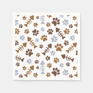 Serviette En Papier Motif Empreintes de pattes de chats