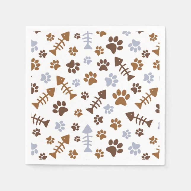 Serviette En Papier Motif Empreintes de pattes de chats (Devant)