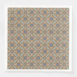 Serviette En Papier Motif en carrelage diamant gris, orange et bleu
