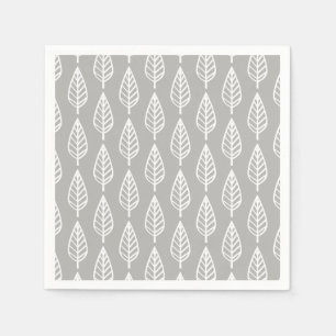 Serviette En Papier Motif en feuille de hêtre - gris argenté / gris et