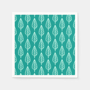 Serviette En Papier Motif en feuille de hêtre - Peacock et aqua