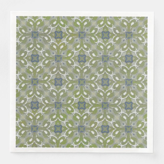 Serviette En Papier Motif en fibre métallique gris argenté vert (Devant)