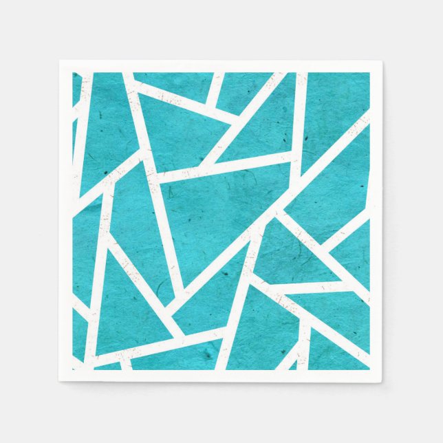 Serviette En Papier Motif en mosaïque bleu-vert et blanc (Devant)