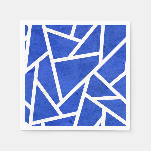 Serviette En Papier Motif en mosaïque bleue et blanche (Devant)