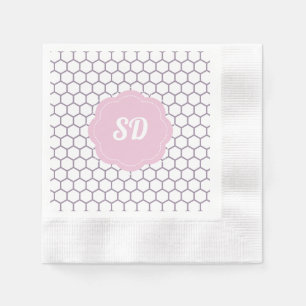 Serviette En Papier Motif en nid d'abeille hexagonal rose clair monogr