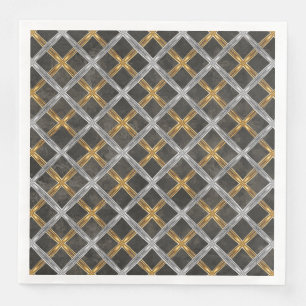Serviette En Papier Motif en or, en argent et en noir
