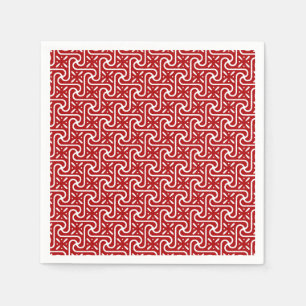 Serviette En Papier Motif en tuiles égyptiennes, rouge foncé et blanc