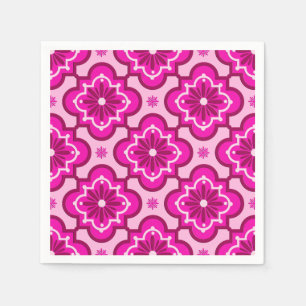 Serviette En Papier Motif en tuiles marocaines - Fuchsia Pink