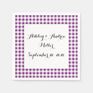 Serviette En Papier Motif En vichy blanc violet