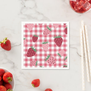 Serviette En Papier Motif En vichy fraise