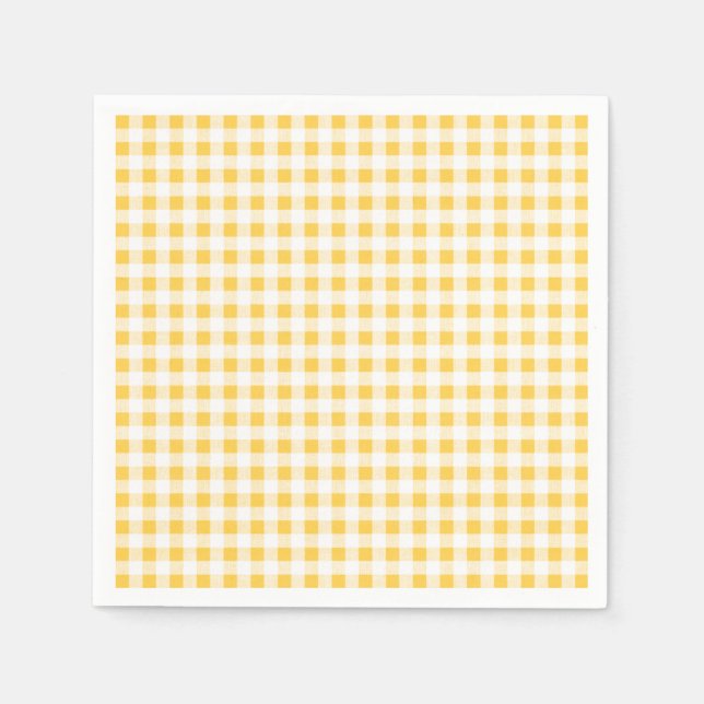 Serviette En Papier Motif En vichy jaune blanc, ton monogramme (Devant)